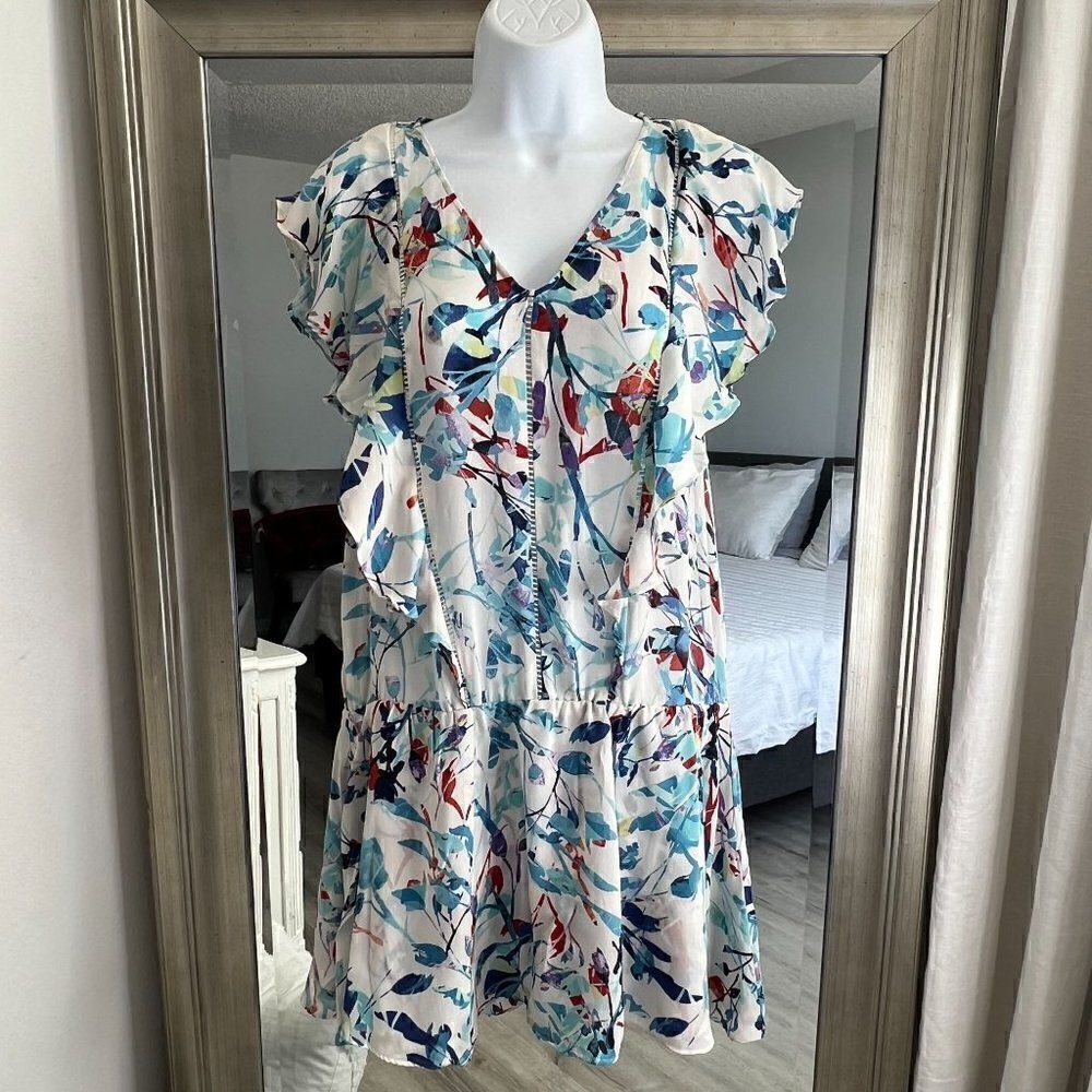 PARKER WOMEN SIZE M BLUE PRINT DRESS
